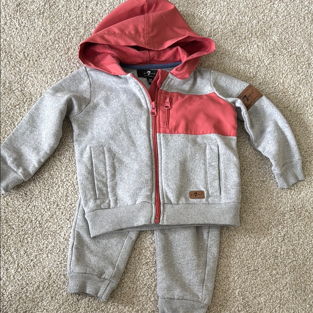 Gray and Red Baby Hoodie Set